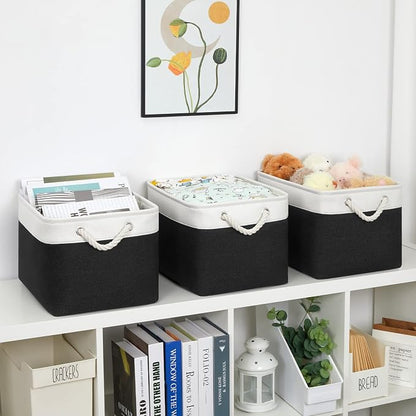 Bidtakay Black Storage Baskets for Shelves Collapsible Organizer Baskets for - Image 7
