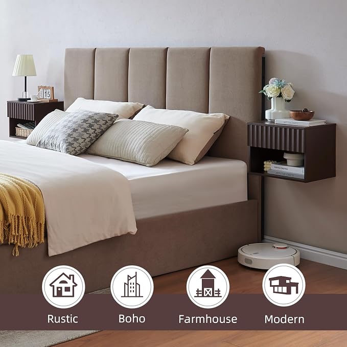 Floating Nightstand with Fluted Drawer - Image 4