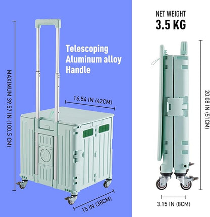 Folding Utility Cart Portable Rolling Crate Handcart Shopping Trolley - Image 4