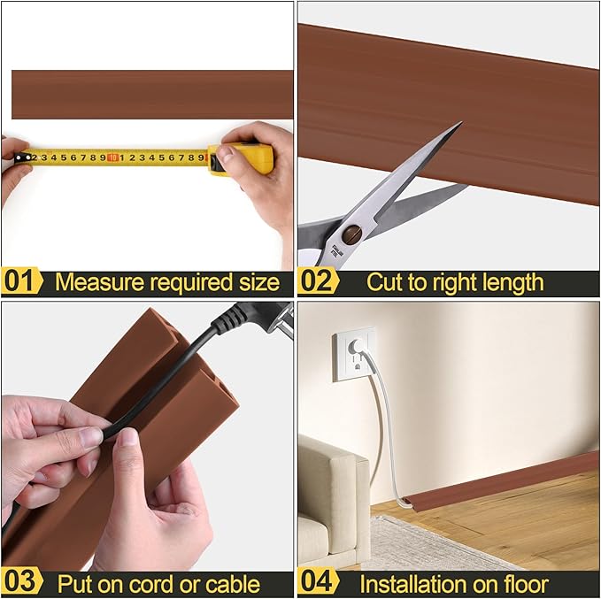 MYFAMIREA 6.5FT Floor Cord Cover Heavy Duty Cable Cover Protector 3 Channels - Image 5