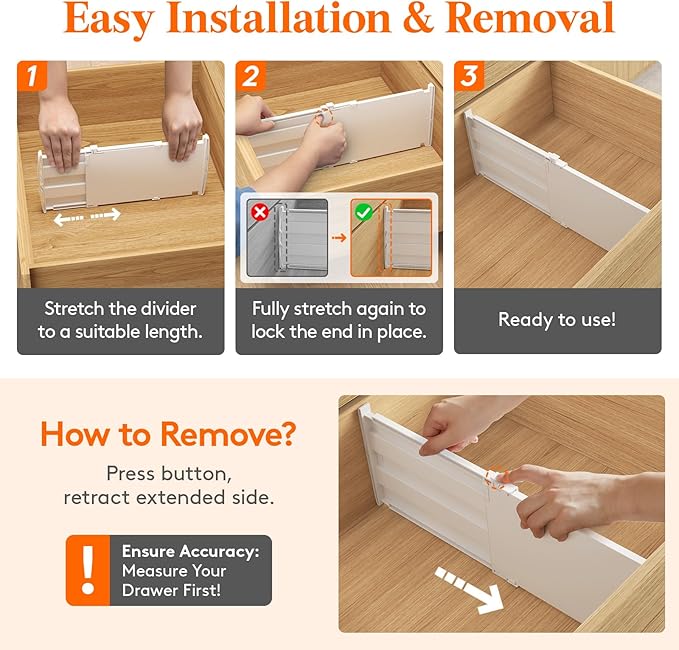 Lifewit 8" High 8 Pack Deep Drawer Dividers, 13.8-22.5" Adjustable Dresser - Image 4