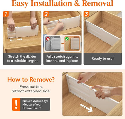 Lifewit 8" High 4 Pack Deep Drawer Dividers, 13.8-22.5" Adjustable Dresser - Image 4