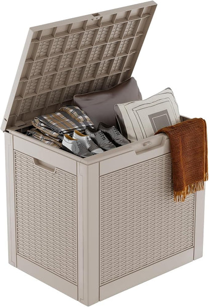37 Gallon Outdoor Deck Box, Storage Lockable Waterproof Patio Furniture by MAIUSCOLI