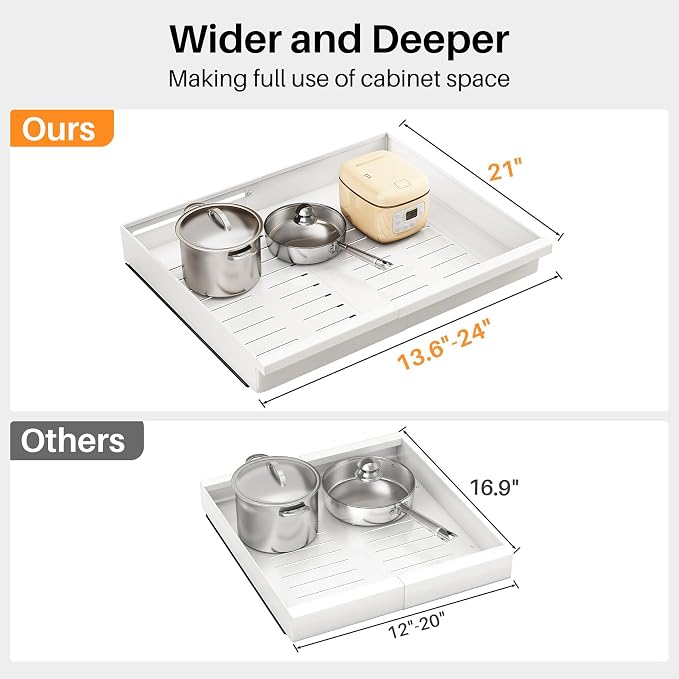 Pull out Cabinet Organizer, Adjustable Full-Extension Adhesive Roll out Shelves - Image 2