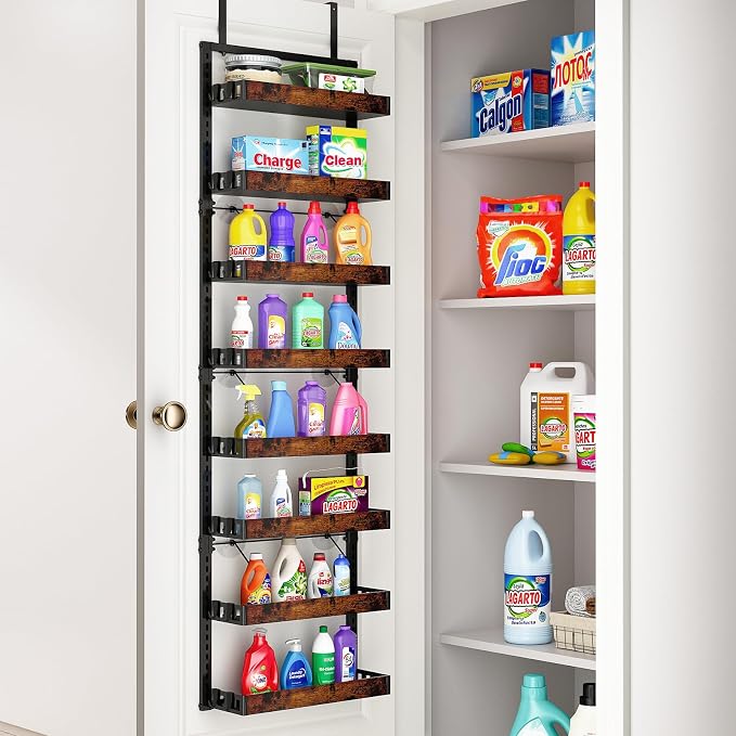 bukfen Over the Door Pantry Organizer, 8-Tier Adjustable Wooden Basket Kitchen - Image 9