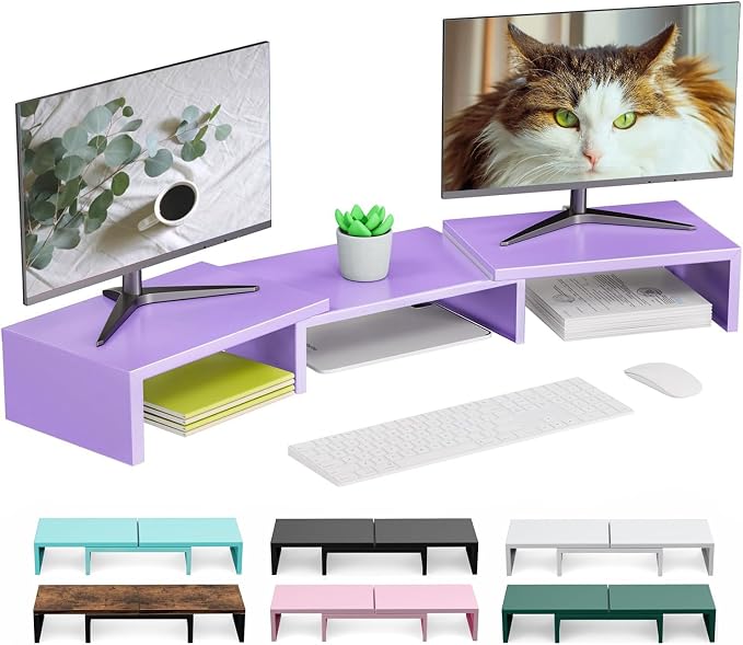 Dual Monitor Stand for Desk, Metal Monitor Riser by OUTIOE