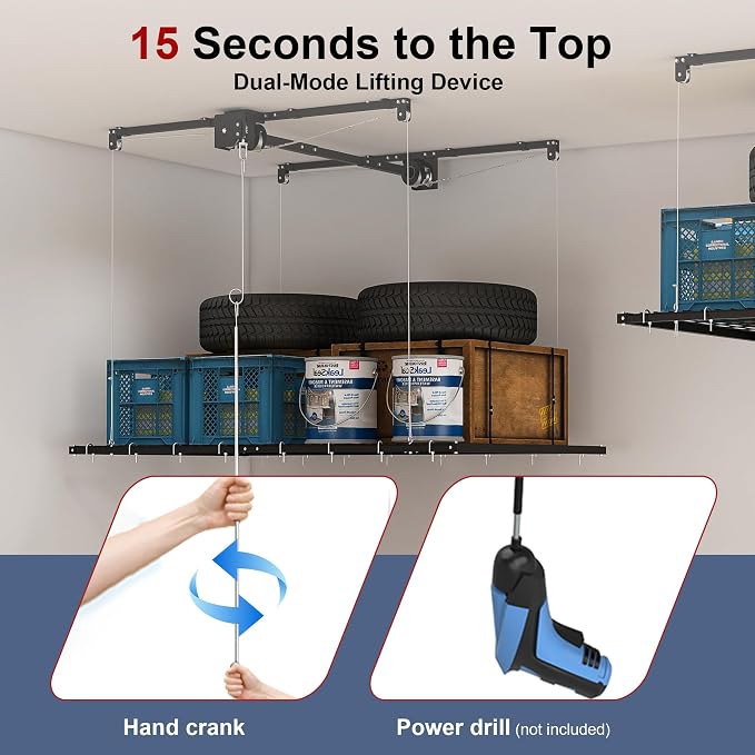 Montary 4x8 FT Overhead Garage Storage Rack - Image 4