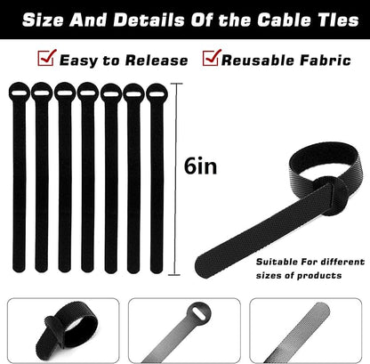 200PCS Reusable Fastening Cable Ties, 6-Inch Cable Straps Cable Management - Image 2