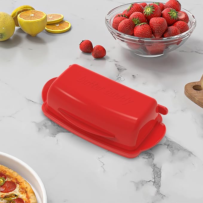 Butter Dishes with Lid for Countertop Refrigerator, Plastic Butter Dish Clear - Image 2