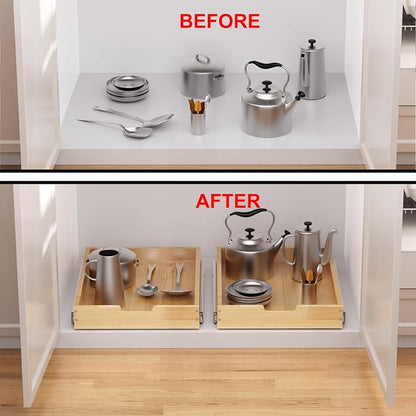 Wood Pull Out Cabinet Organizer 26" W x 21" D, Heavy-Duty Sliding Drawers - Image 6