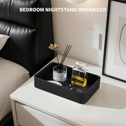 PU Leather Valet Tray Organizer, Modern Nightstand Organizer Bedside Desktop - Image 2