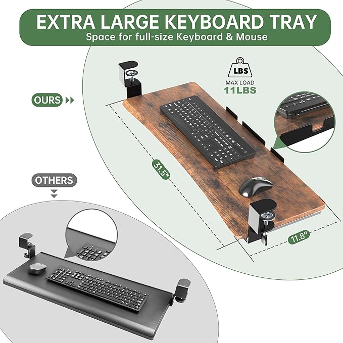 Extra Large Keyboard Tray Under Desk - Image 3