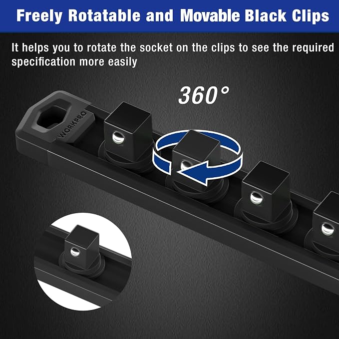 WORKPRO Magnetic Socket Organizer, 1/2-Inch Drive Aluminum Alloy Socket Rail - Image 4