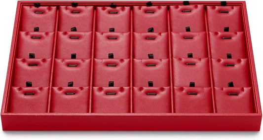 Oirlv Gorgeous Red Leather 24 Grid Jewelry Tray by Oirlv