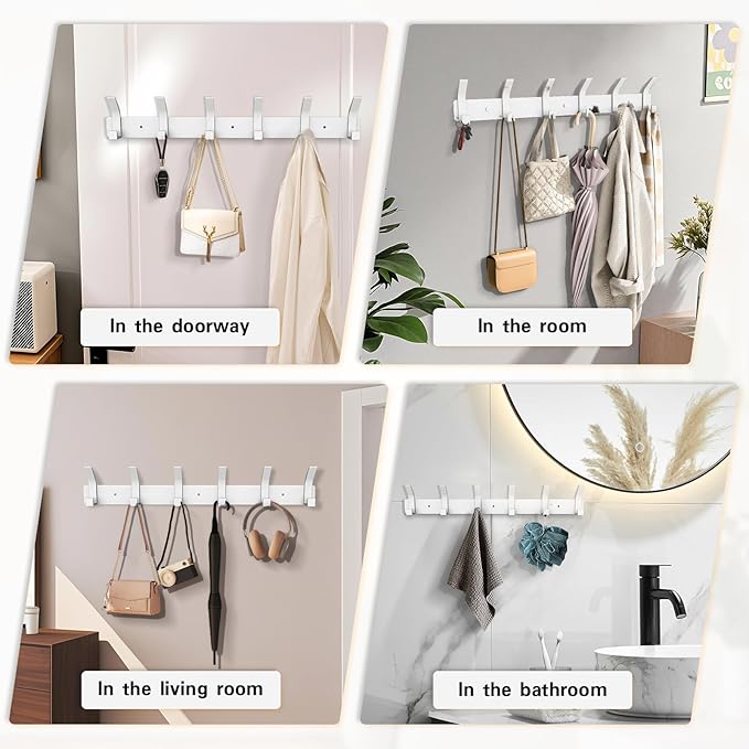2 Pack Coat Rack Wall Mount, 17.3 in Wall Hooks - Image 6