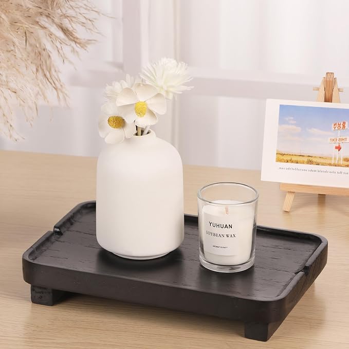 Wood Riser Small Decorative Tray Sink Soap Dish, Vanity Tray Pedestal Stand 9 x - Image 4
