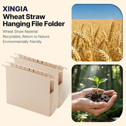Wheat Straw Plastic Hanging File Folder Letter Size, Heavy Duty 1'' Expansion - Image 6
