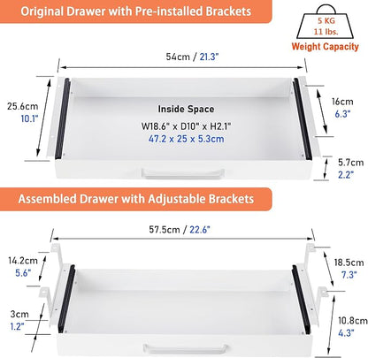 Under Desk Drawer Organizer 21" White Upgrade - Image 5