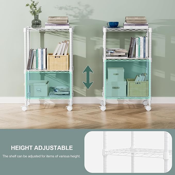 3 Tier Shelf Metal Storage Shelves Wire Rack Closet Organizers - Image 6