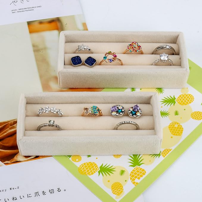DesignSter Small Jewelry Tray, Velvet Jewelry Display Tray, Stackable Jewelry - Image 5