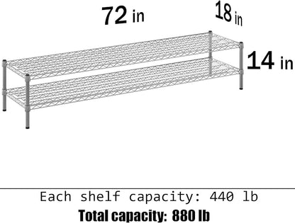 18" Deep x 72" Wide x 14" Height Wire Shelving Kit | 2-Tier | NSF Commercial - Image 3