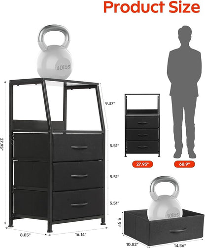 Dresser for Bedroom, Fabric Nightstand Tall Dresser & Chests of Drawers - Image 3