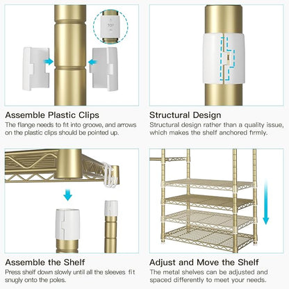 Ulif E1 Heavy Duty Closet Garment Rack, 6 Tiers Adjustable Metal Freestanding - Image 7