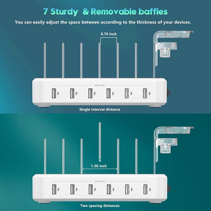 Charging Station for Multiple Devices, 60W 6 Port Charger Station - Image 7