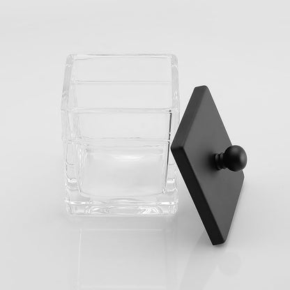 Glass Cotton Jar Holder 2 Pack– Matte Black Lid, Elegant Bathroom Storage - Image 5