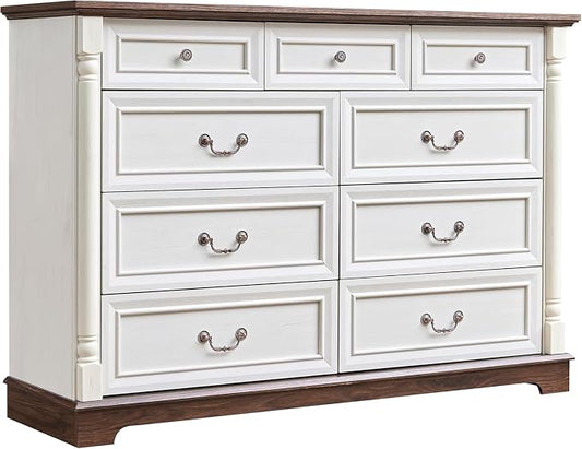 Farmhouse 9 Drawer Dressers for Bedroom, Big Dressers by Unknown