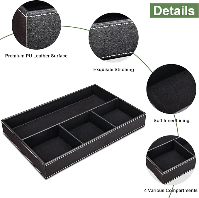 GORESE 2 Pieces Faux Leather Valet Tray - Image 4