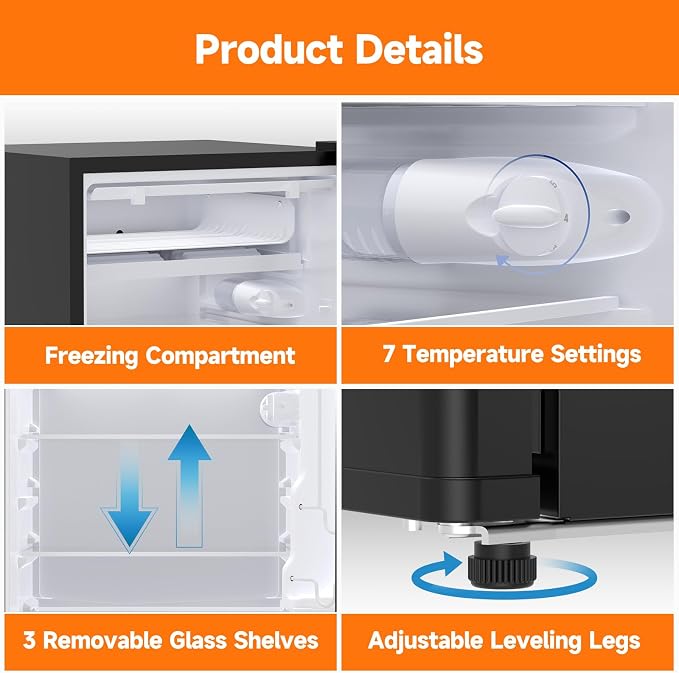 4.3 Cu.Ft Mini Fridge With Freezer, Single Door Mini Fridge w/7 Settings - Image 6