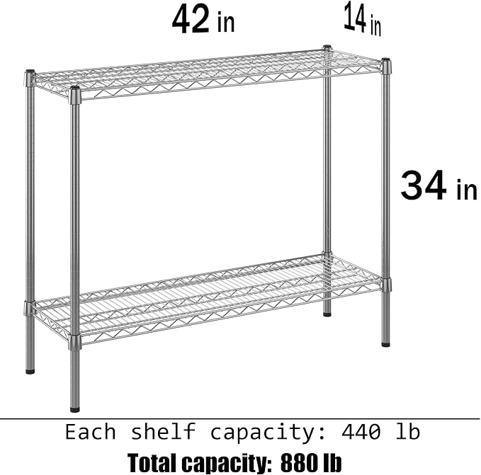 14" Deep x 42" Wide x 34" Height Wire Shelving Kit | 2-Tier | NSF Commercial - Image 3
