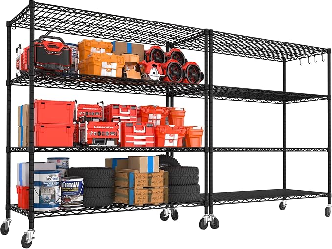 PrimeZone 2 Packs 55.5" W x 24" D x 80" H Heavy Duty Wire Storage Shelves by PrimeZone