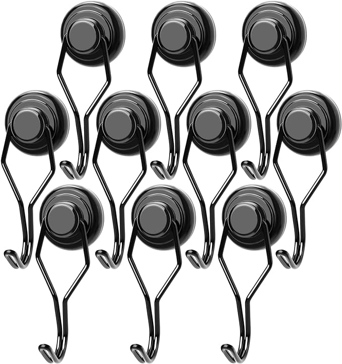 MIKEDE Black Magnetic Hooks Heavy Duty, 80 lb+ Strong Swivel Swing Neodymium by MIKEDE