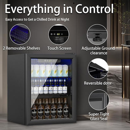 Mini Fridge 70 Can Beverage Refrigerator, 1.7 Cu.Ft Drink Fridge - Image 2
