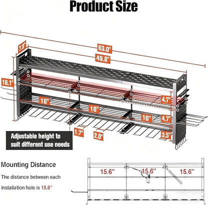 49" W Super Large Power Tool Organizer Wall Mount, Heavy Duty Cordless Tool - Image 2