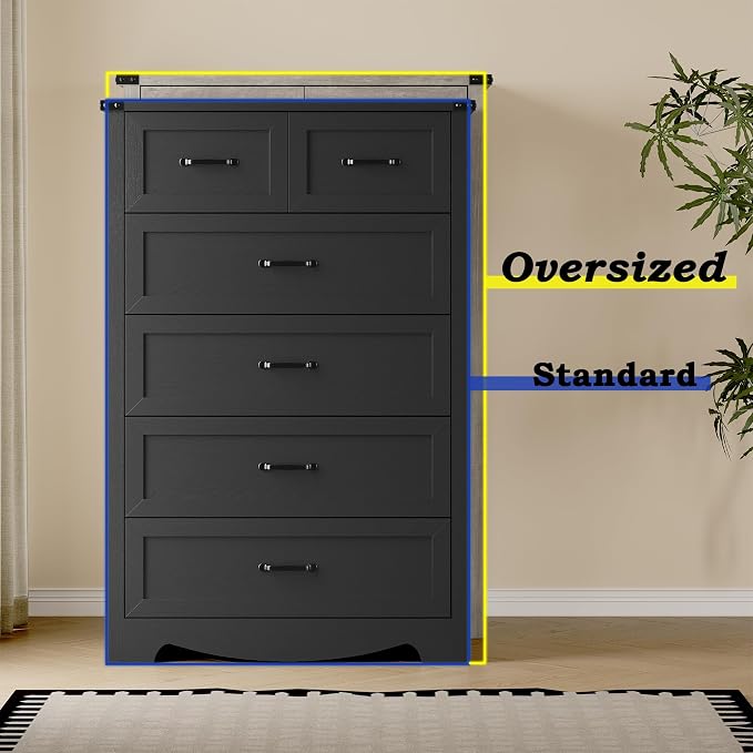 Tall 6-Drawer Dresser for Bedroom, Modern Wooden Chest of Drawers - Image 4