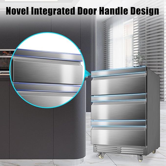 24 Inch Upgraded Three-Drawer Beverage Fridge, Weather Proof Outdoor Stainless - Image 6