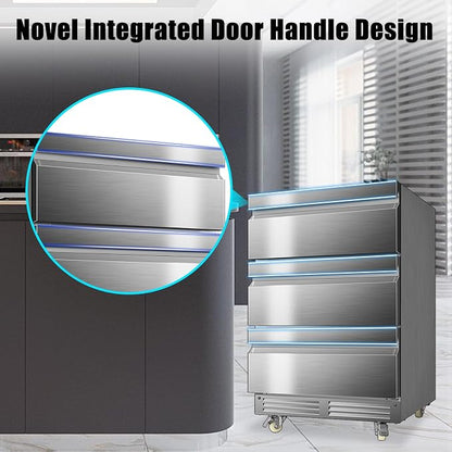 24 Inch Upgraded Three-Drawer Beverage Fridge, Weather Proof Outdoor Stainless - Image 6
