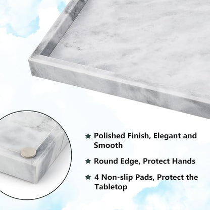 Real Natural Marble Tray for Bathroom, Kitchen and Desktop, Rectangle Genuine - Image 3