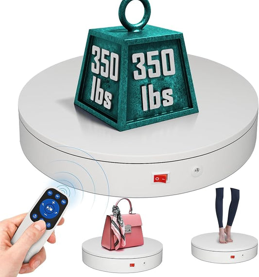 12.6Inch/350lbs Capacity Large Rotating Platform, Remote Rotating Display Stand by ComXim