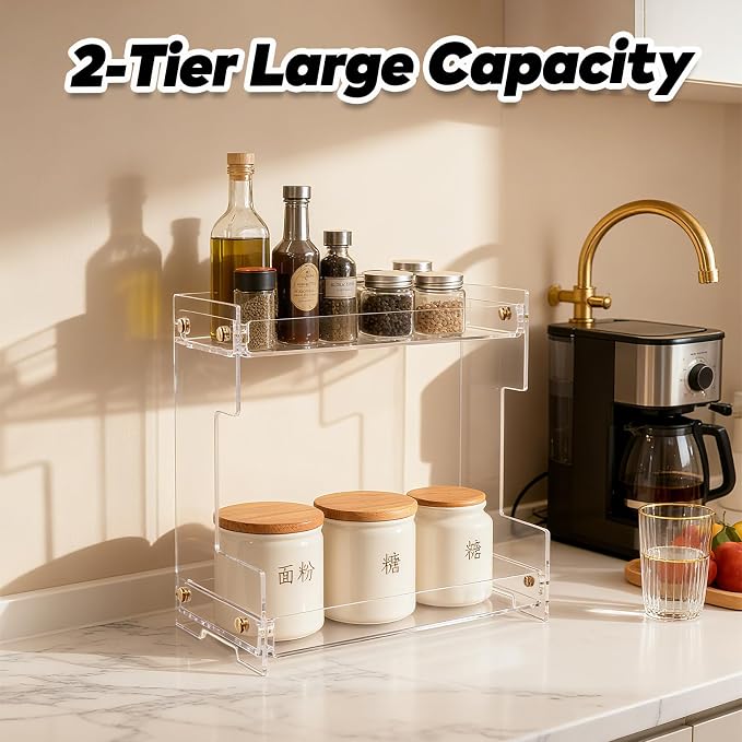 Clear Bathroom Countertop Organizers and Storage, 2 Tier Acrylic Cosmetics - Image 6