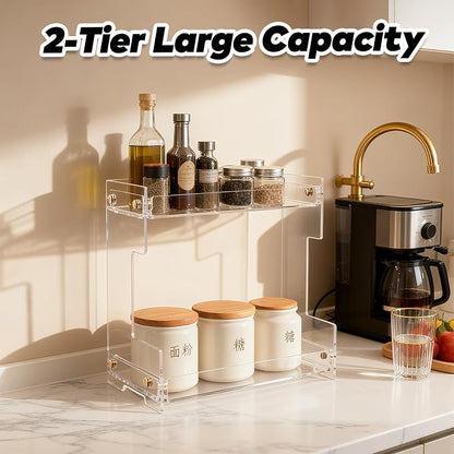 Clear Bathroom Countertop Organizers and Storage, 2 Tier Acrylic Cosmetics - Image 6