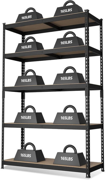 WORKPRO 5-Tier Steel Shelving Unit-Black, 35-3/10”W x 17-1/2”D x 72”H, by WORKPRO