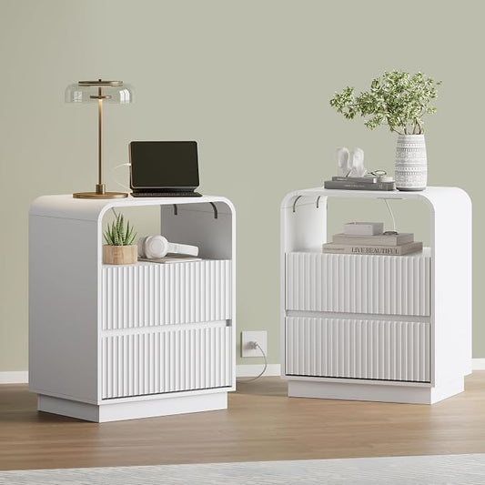 White Nightstands Set of 2 by WODEER