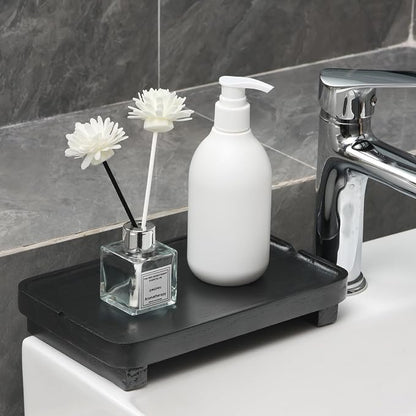 Wood Riser Small Decorative Tray Sink Soap Dish, Vanity Tray Pedestal Stand 9 x - Image 2