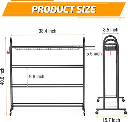 PLKOW Basketball Rack, Rolling Ball Storage - Image 6