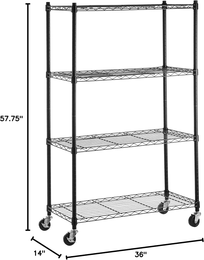 Amazon Basics 4-Shelf Adjustable, Heavy Duty Storage Shelving Unit on 3'' Wheel - Image 6
