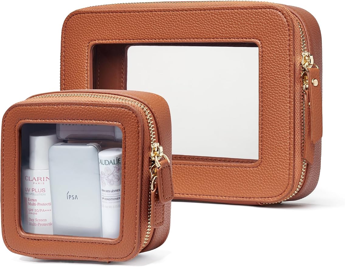 Popvibe Clear Makeup Bag Travel Cosmetic Case Transparent Toiletry Bag by POPVIBE